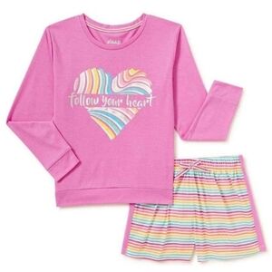 Long Sleeve Heart Pajama Short Set-2 pieces